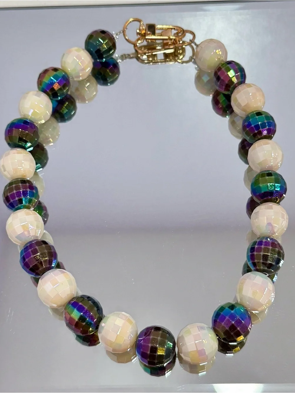New Iridescent Beaded Bag Chain 18 inches